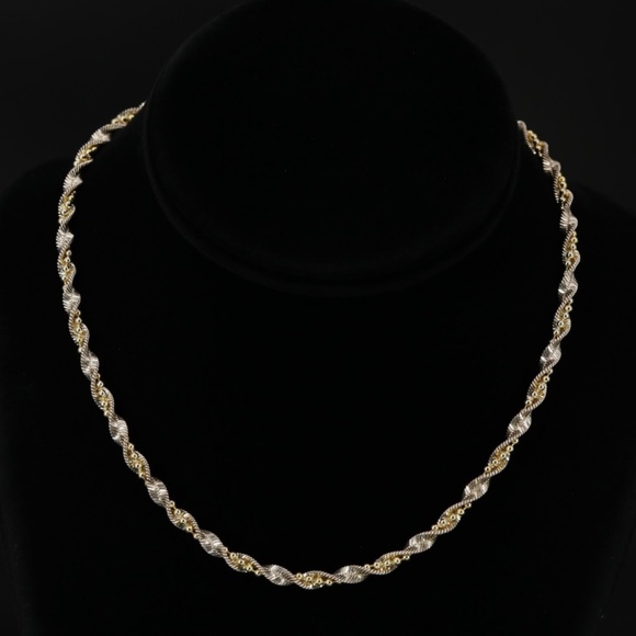 Sterling Silver Braided Ball & Herringbone Chain 16" Necklace - Picture 1 of 5